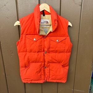 Vintage North Face Puffer Vest Large Goose Down Orange Jacket 70s Rare unisex